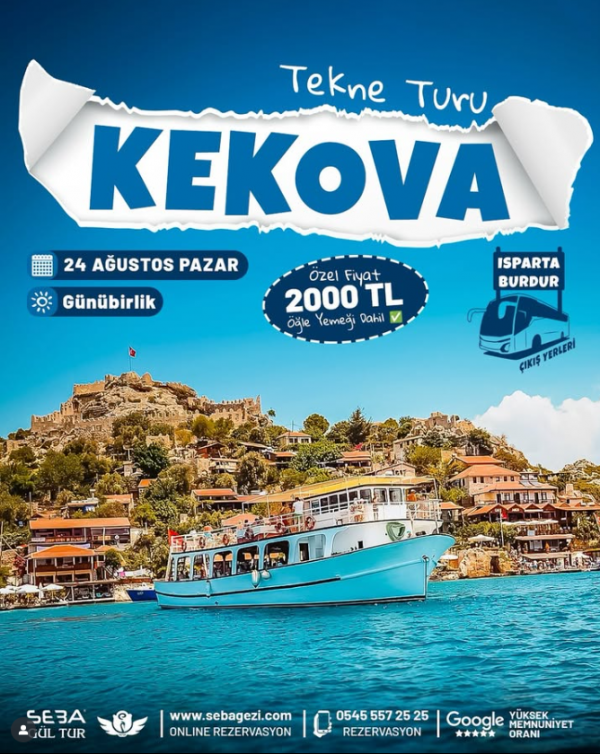 ⛵️ KEKOVA TEKNE TURU 24 AĞUSTOS PAZAR