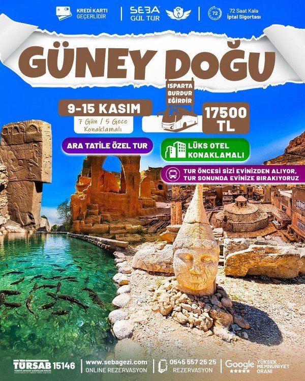🔸 GÜNEYDOĞU ANADOLU TURU 🔸📅 09 – 15 KASIM 2025 (6 Gün / 5 Gece Konaklamalı)