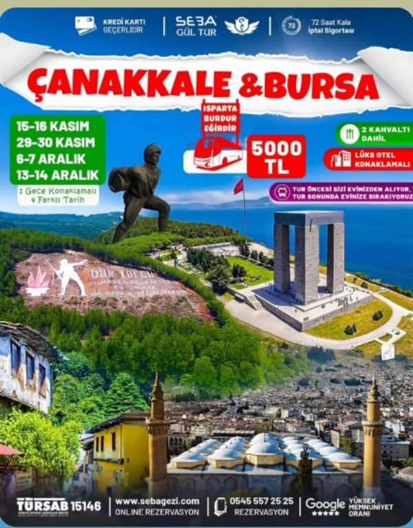 🌿 ÇANAKKALE – BURSA TURU 🌿 1 Gece Konaklamalı
